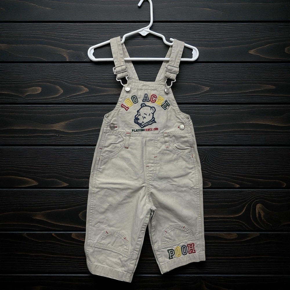 Vintage Winnie The Pooh 100 Acre Wood Overalls 18M Disney Embroidered 90s Cotton